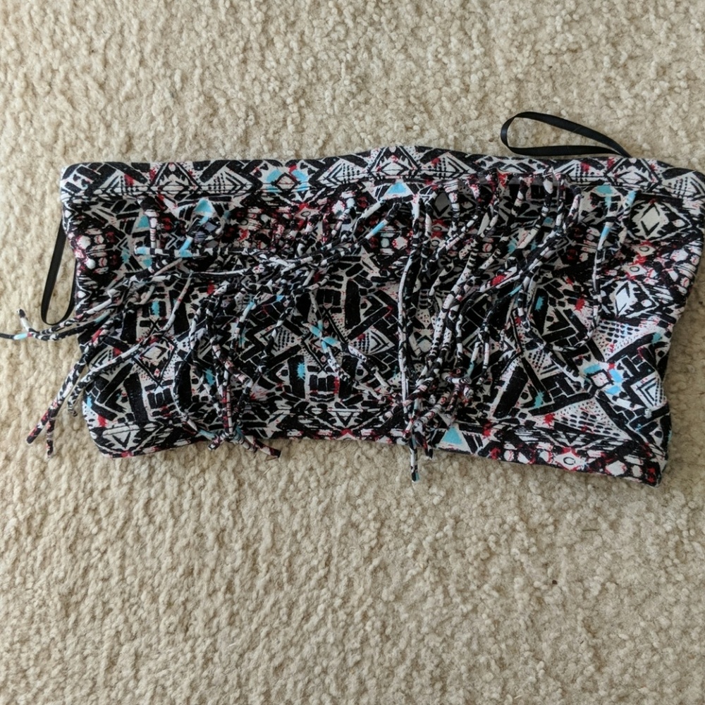 Fringe tribal print bandau